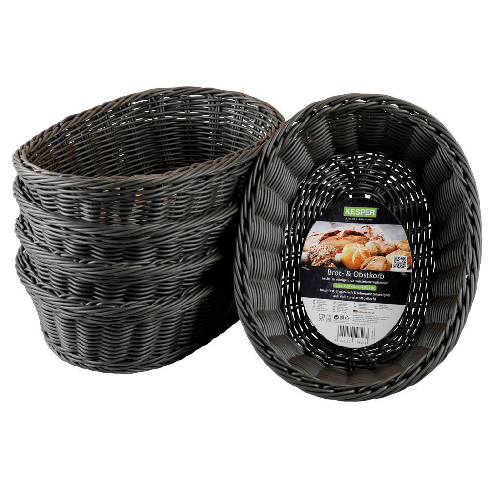 BROTKORB 5ER PACK   - Dunkelgrau, Basics, Kunststoff (29.5/9.5/23cm) - Kesper