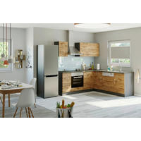 HÖRNKÖK 210/210 cm  i grafitfärgad, ekfärgad  - aluminiumfärg/grafitfärgad, Modern, metall/trämaterial (210/210cm) - Held