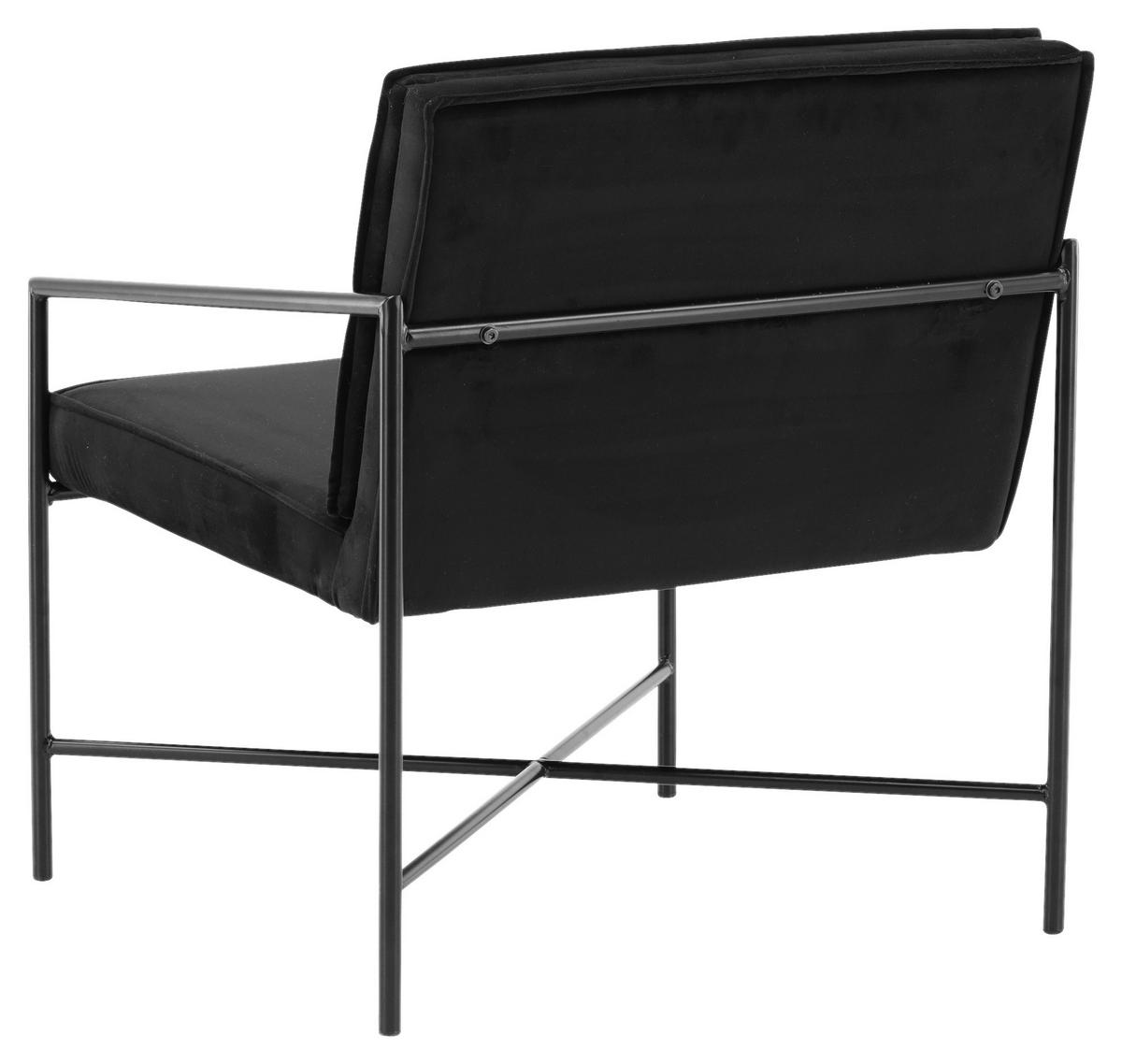 SESSEL in Samt Schwarz  - Schwarz, Design, Textil/Metall (66/78/65cm) - Livetastic