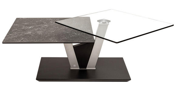 COUCHTISCH in Glas, Keramik 118/65/36-43 cm  - Anthrazit/Silberfarben, Design, Glas/Keramik (118/65/36-43cm) - Venda