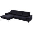 ECKSOFA in Echtleder Schwarz  - Schwarz, Design, Leder/Metall (193/328cm) - Dieter Knoll