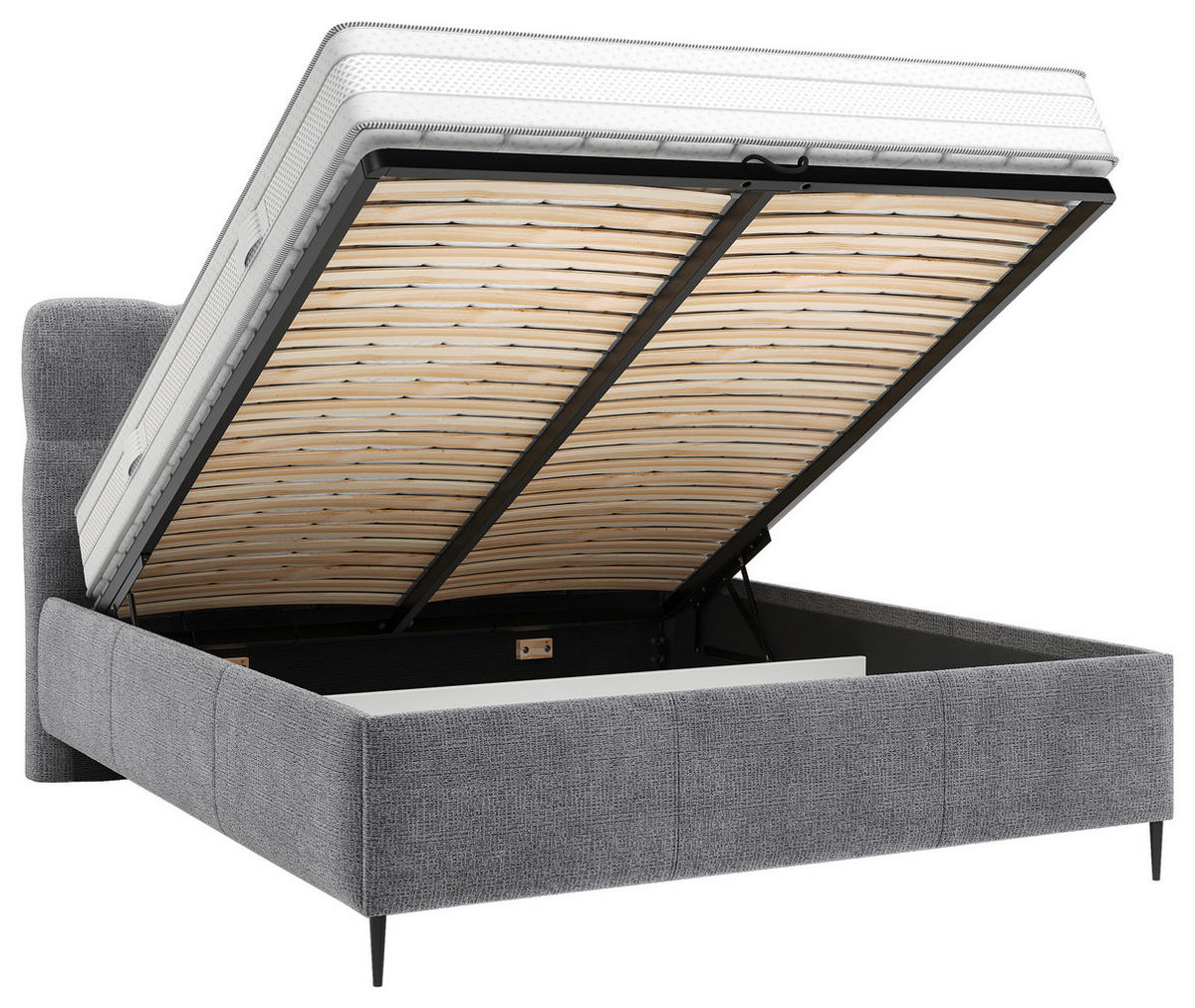 POLSTERBETT gepolstertes Kopfteil, Lattenrost 160/200 cm  in Anthrazit  - Anthrazit/Schwarz, Design, Holz/Textil (160/200cm) - Boxxx