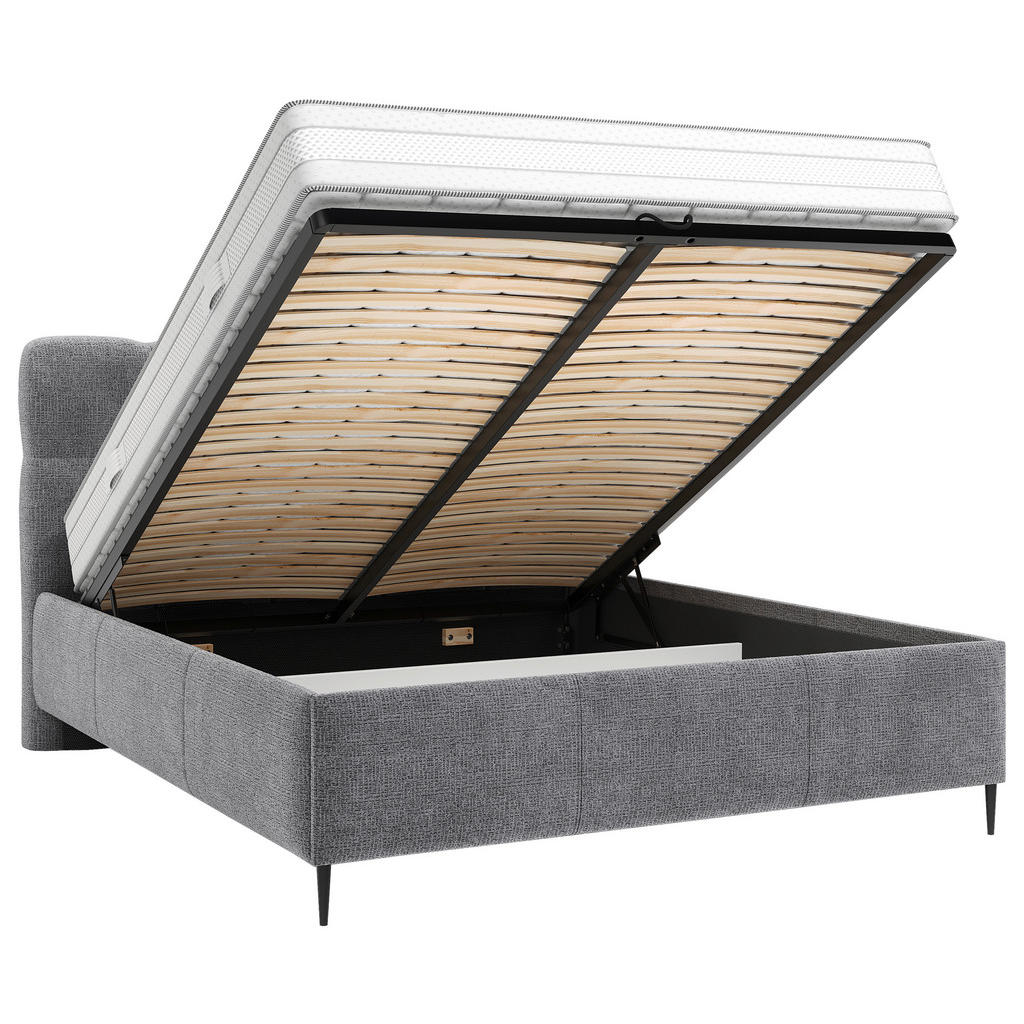 Thumbnail - Boxxx Polsterbett, Anthrazit, Holz, Metall, Buche, 160x200 cm, Bettkasten, gepolstertes Kopfteil, Stoffauswahl, in versc...