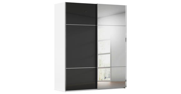 SCHWEBETÜRENSCHRANK  in Schwarz, Weiß  - Chromfarben/Schwarz, KONVENTIONELL, Glas/Holzwerkstoff (201/223/68cm) - Novel