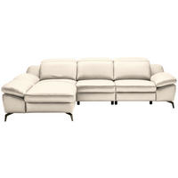 ECKSOFA in Echtleder Beige  183/286 cm  - Beige/Schwarz, Design, Leder/Metall (183/286cm) - Celina Home
