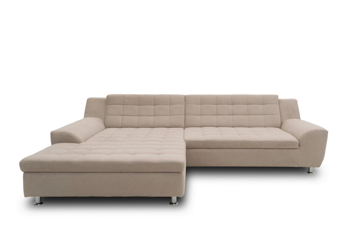 ECKSOFA MORTON Taupe Mikrofaser  - Taupe/Chromfarben, MODERN, Textil/Metall (304/200/84cm) - MID.YOU