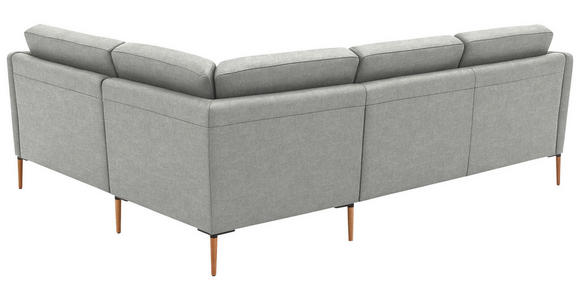 ECKSOFA  in Flachgewebe Grauweiß  238/186 cm  - Eichefarben/Grauweiß, Design, Holz/Textil (238/186cm) - Valnatura