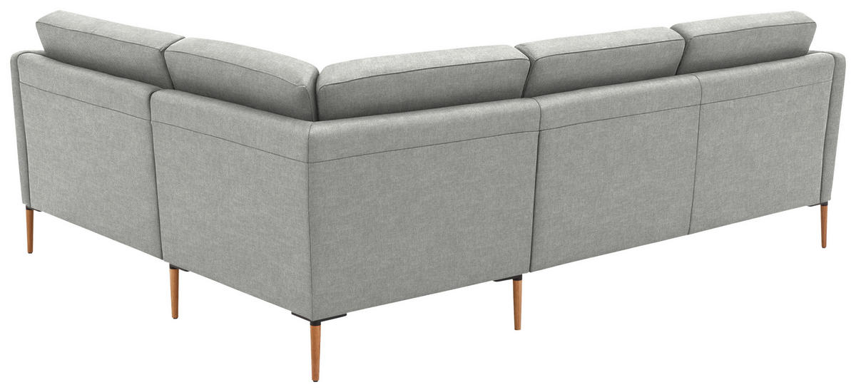 ECKSOFA  in Flachgewebe Grauweiß  238/186 cm  - Eichefarben/Grauweiß, Design, Holz/Textil (238/186cm) - Valnatura