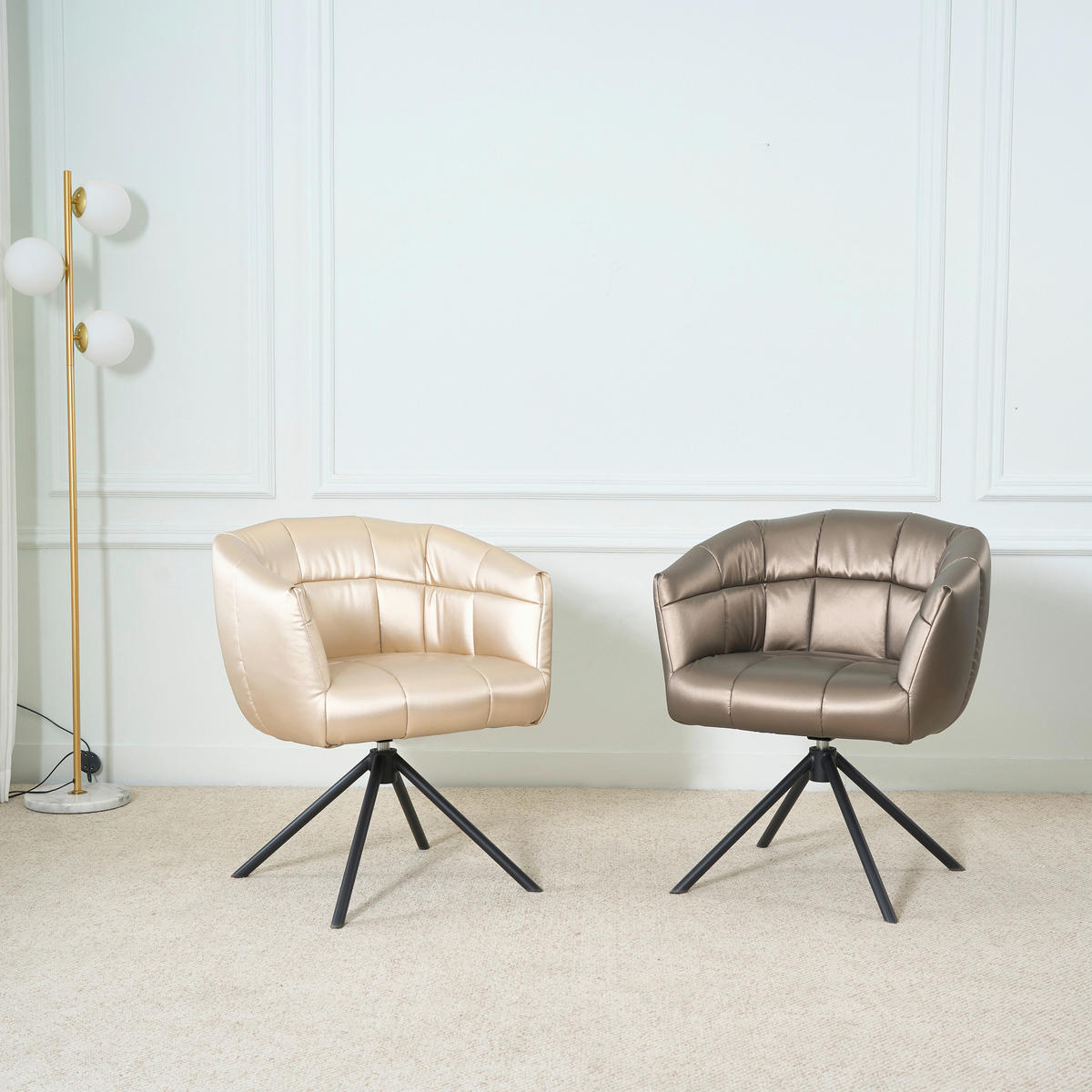 ARMLEHNSTUHL  Sitzfläche 360° drehbar Webstoff  - Taupe/Schwarz, Design, Textil/Metall (67/79/64cm) - Novel