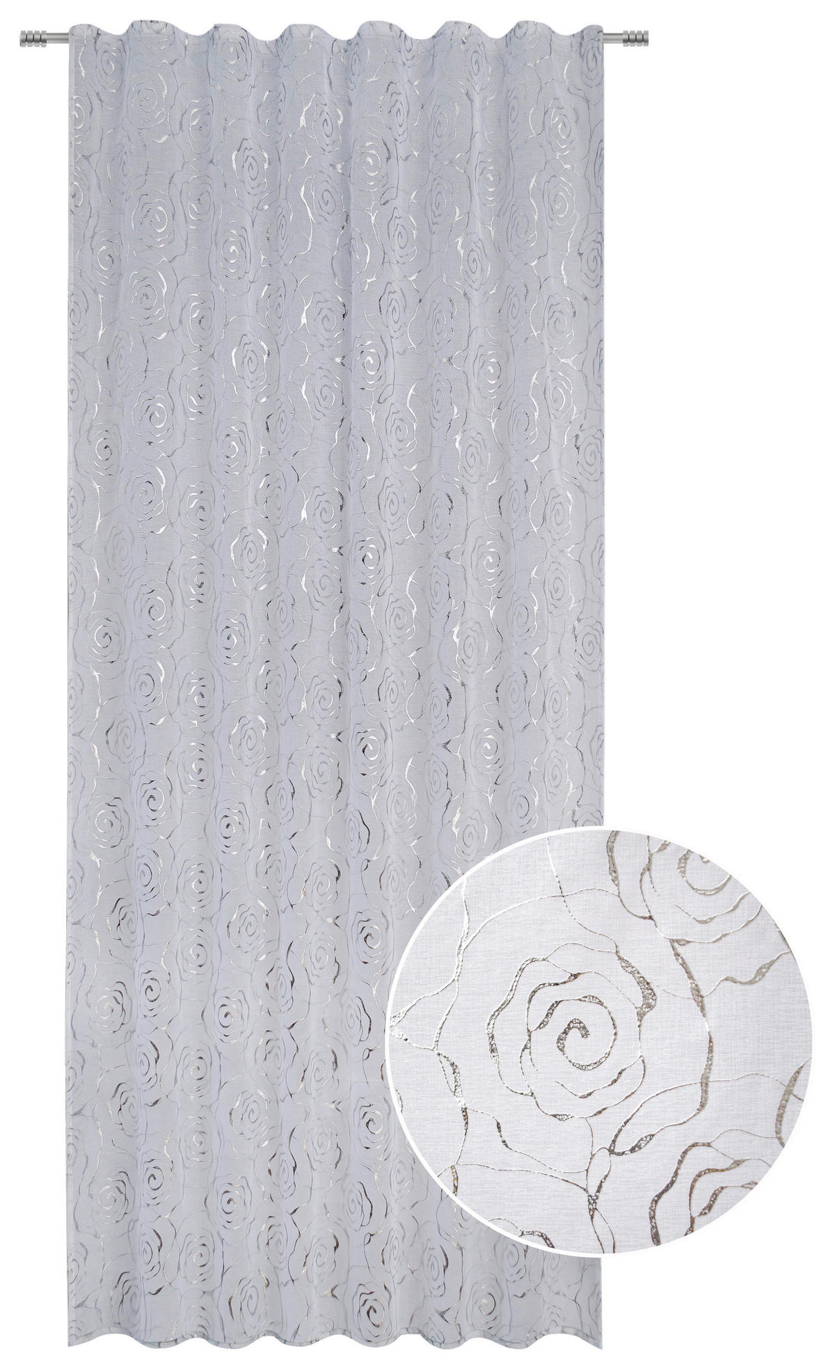 Vorhang mit Schlaufen und transparent  - Weiss, Modern, Textil (140/255cm)