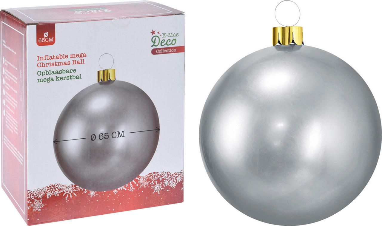 KROGLICA ZA BOŽIČNO JELKO - srebrne barve, Basics, kovina/umetna masa (65cm)