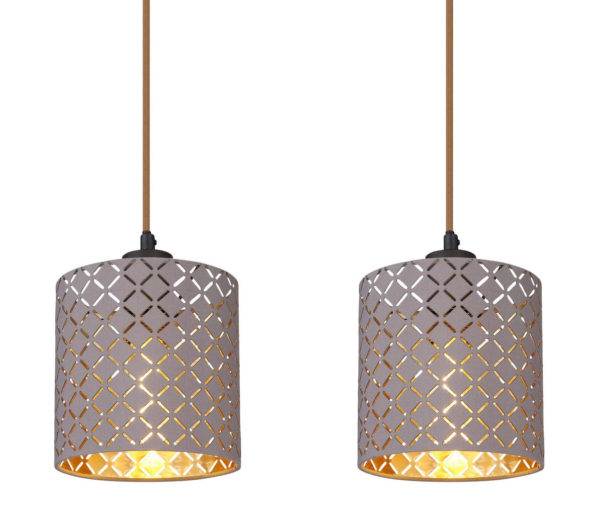 HÄNGELEUCHTE 98/16/150 cm    - Champagner/Schwarz, Design, Textil/Metall (98/16/150cm) - Globo