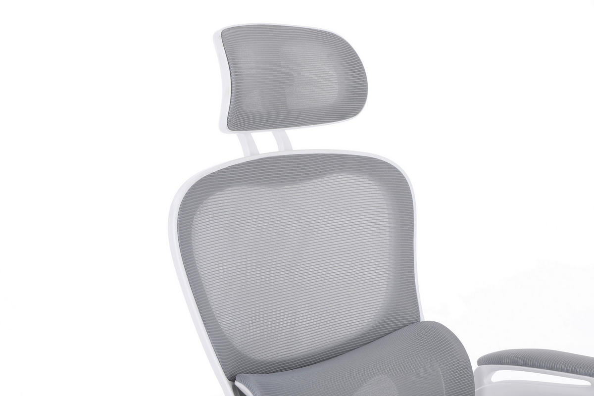 OTOČNÁ ŽIDLE, síťovina, šedá, bílá - šedá/bílá, Konvenční, kov/textil (63,5/122-132/66cm) - Carryhome