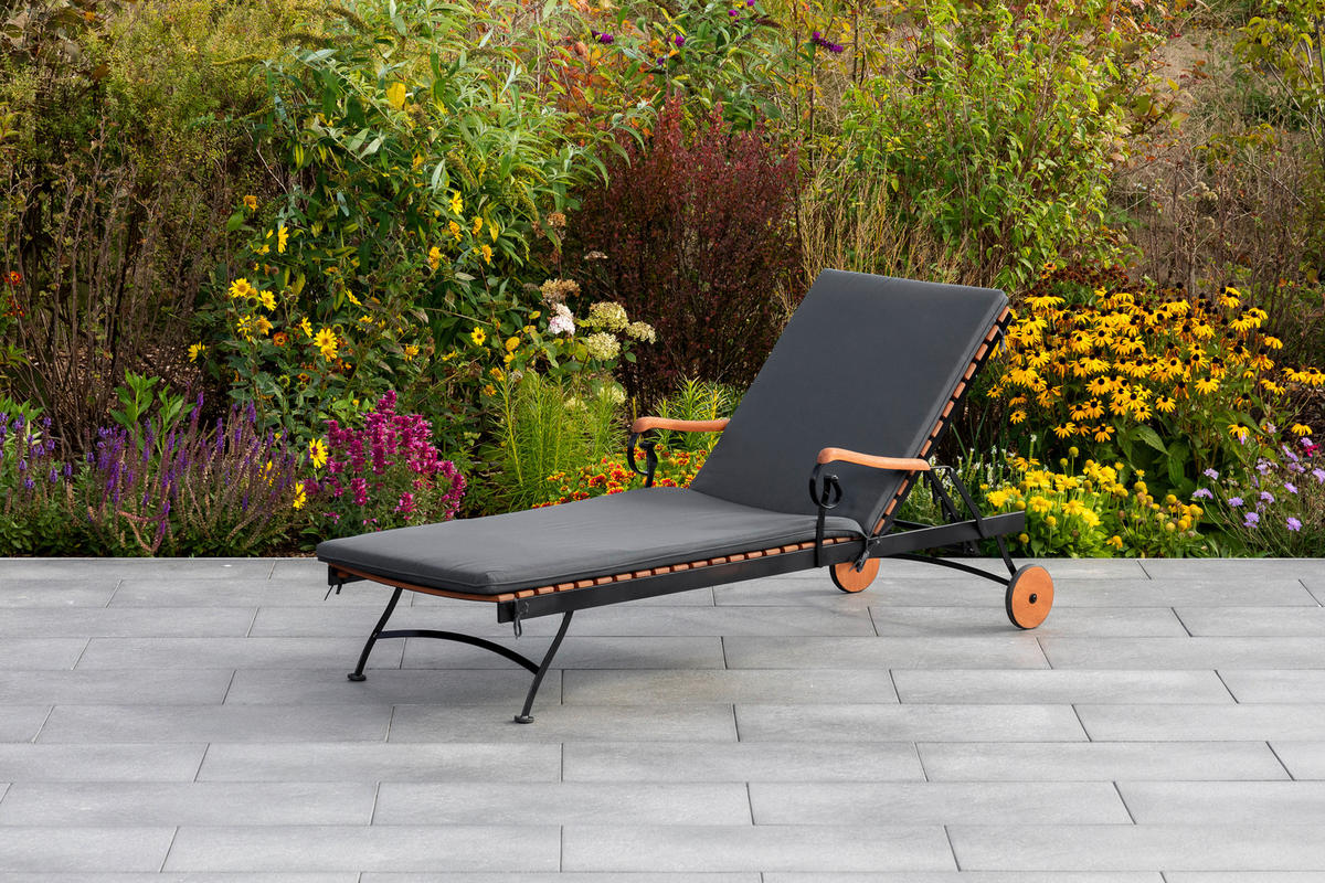 GARTENLIEGE 65/31,5/195 cm  - Graphitfarben/Naturfarben, KONVENTIONELL, Holz/Textil (65/31,5/195cm) - Gardenson