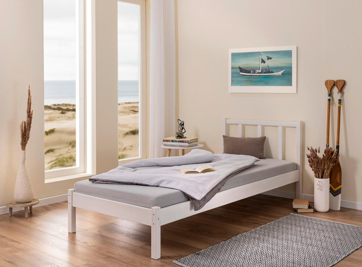 BETT 90/200 cm  in Weiss   - Weiss, Modern, Holz (90/200cm) - MID.YOU