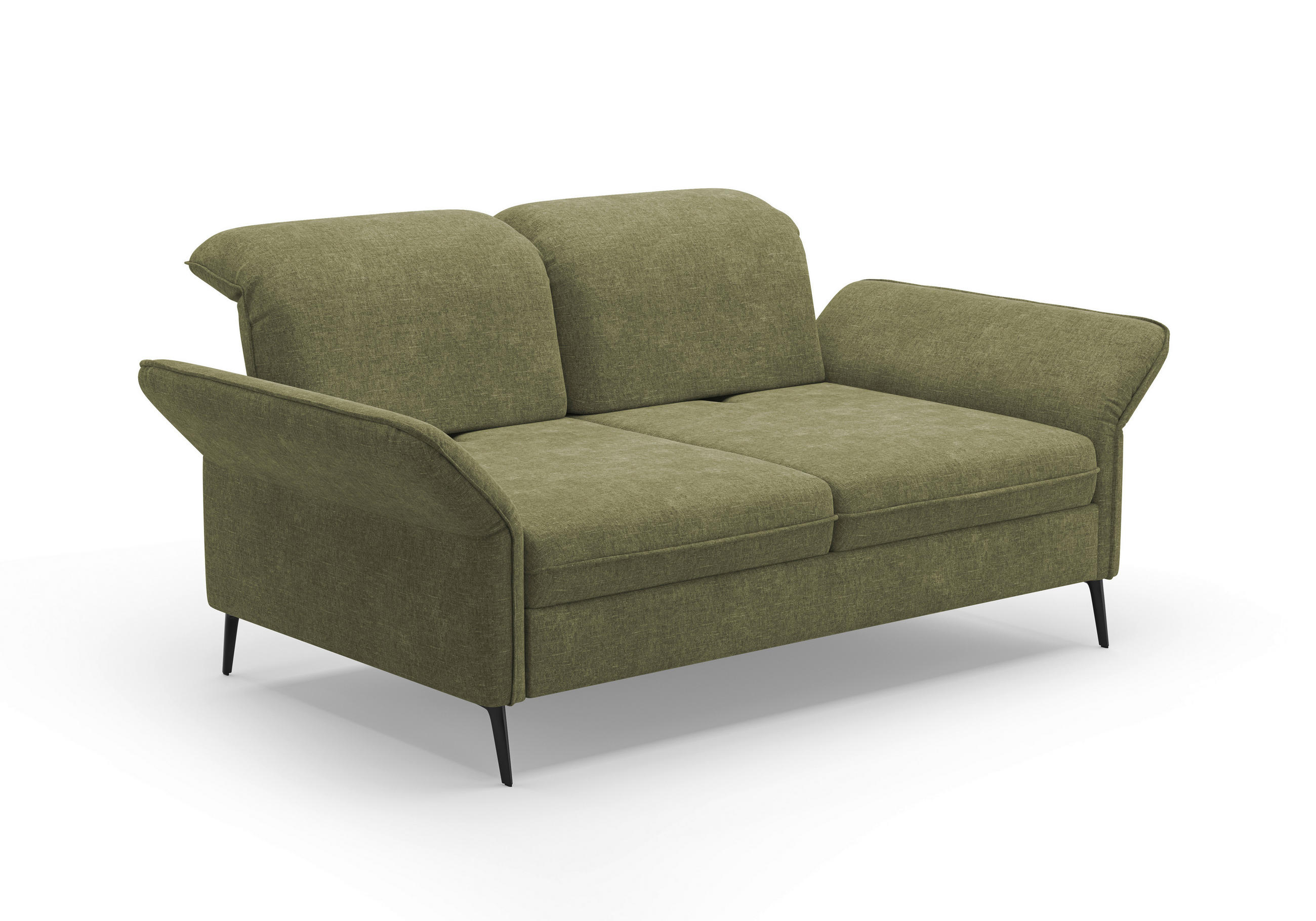 3-SITZER-SOFA in Flachgewebe Hellgrün  - Schwarz/Hellgrün, KONVENTIONELL, Textil/Metall (199/92/123cm) - Sit & More