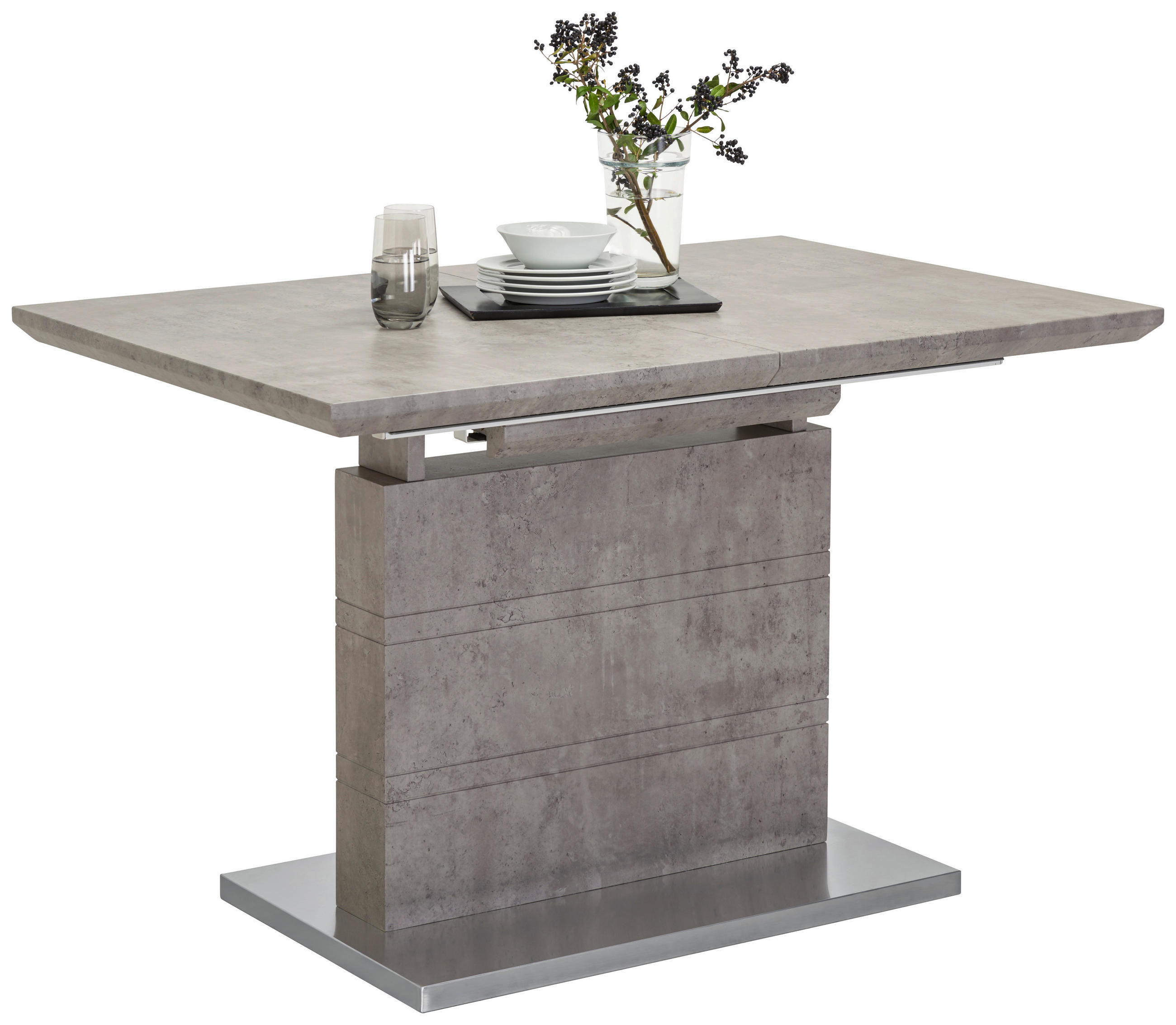 JEDILNA MIZA, siva, barve nerjavečega jekla  - barve nerjavečega jekla/siva, Design, kovina/leseni material (120(170)/80/76cm) - Carryhome