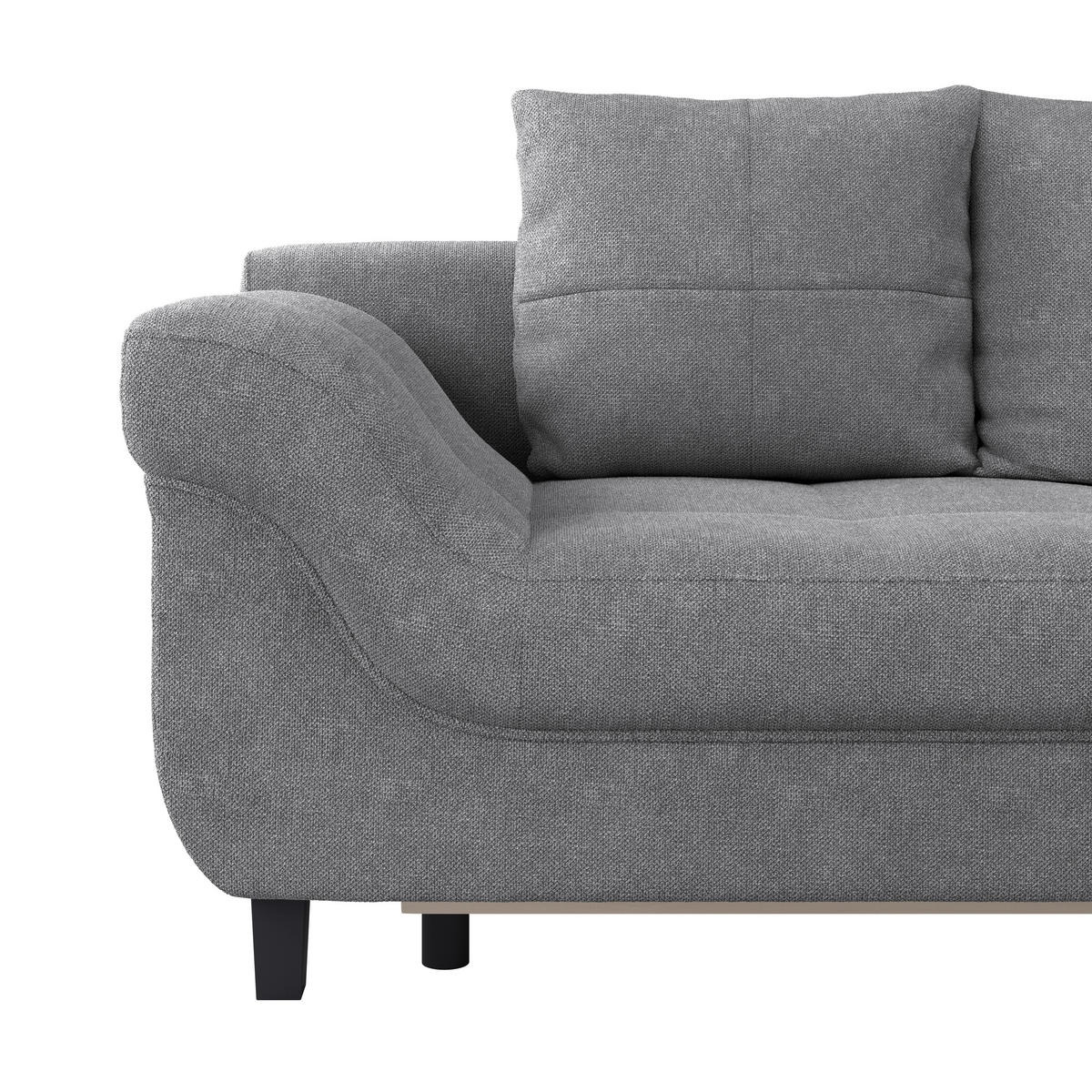 ECKSOFA in Webstoff Grau  - Schwarz/Grau, Design, Holz/Textil (309/197cm) - Livetastic