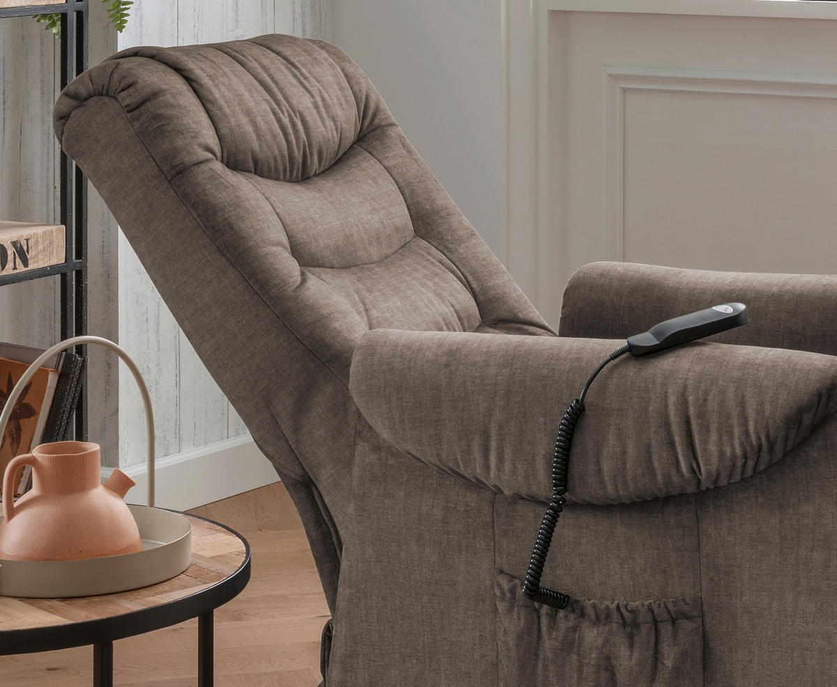 FERNSEHSESSEL in Velours Braun  - Schwarz/Braun, Design, Kunststoff/Textil (76/106/94cm) - Livetastic
