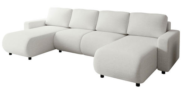 WOHNLANDSCHAFT Creme Webstoff  - Creme/Schwarz, MODERN, Kunststoff/Textil (150/312/150cm) - Xora