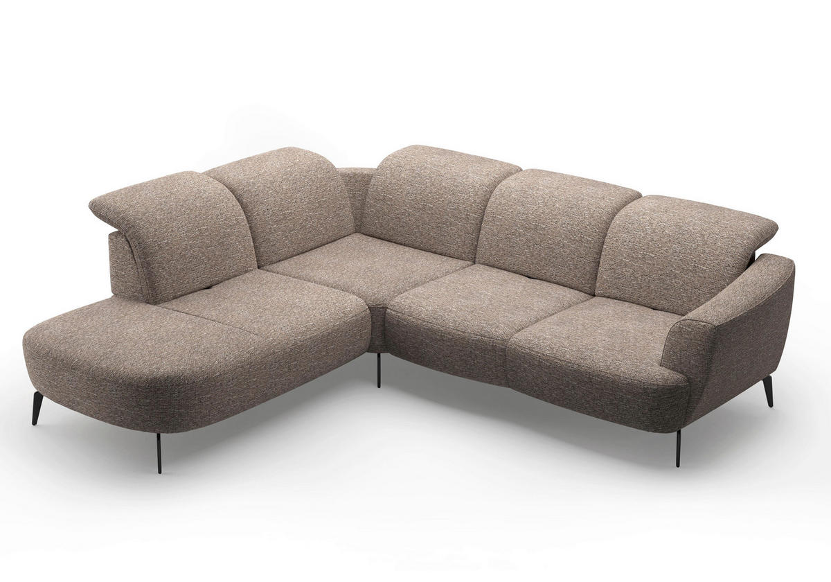 ECKSOFA in Chenille Cappuccino  267/300 cm  - Schwarz/Cappuccino, KONVENTIONELL, Textil/Metall (267/300cm) - Sit & More
