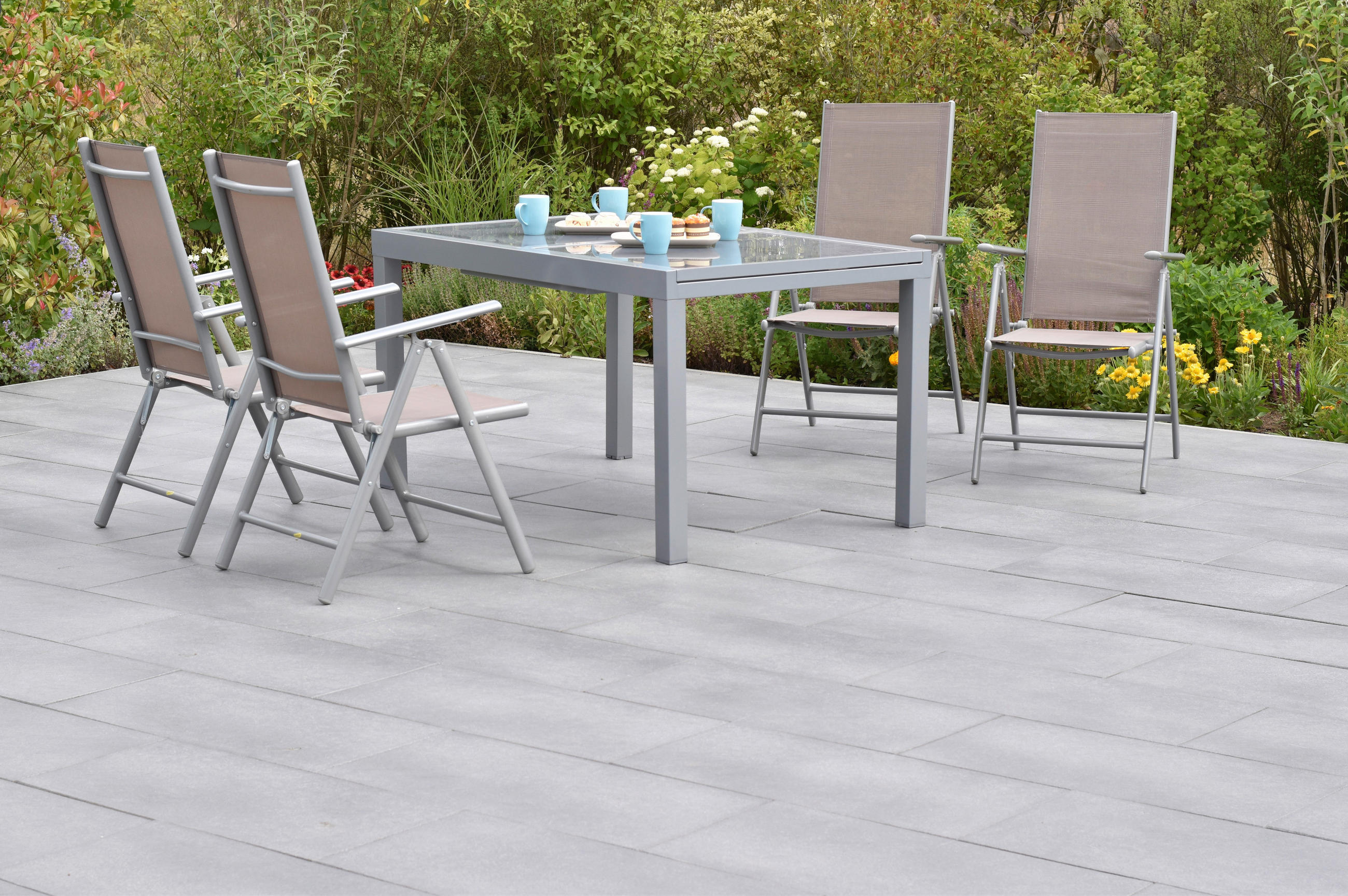 GARTENSET Aluminium  - Taupe/Silberfarben, MODERN, Textil/Metall - Gardenson