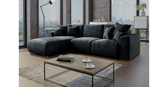 ECKSOFA  in Samt Dunkelgrau  195/293 cm  - Chromfarben/Dunkelgrau, KONVENTIONELL, Kunststoff/Textil (195/293cm) - Carryhome