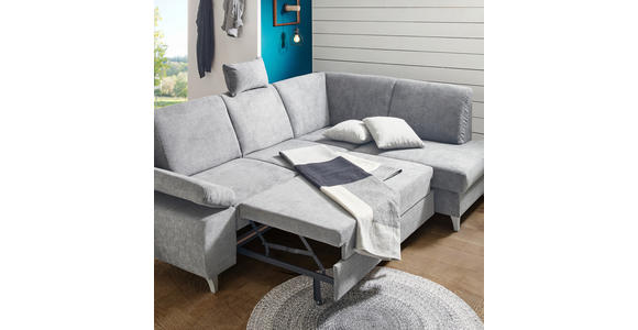 ECKSOFA  in Flachgewebe Dunkelgrau  255/186 cm  - Dunkelgrau/Silberfarben, KONVENTIONELL, Holz/Textil (255/186cm) - Cantus