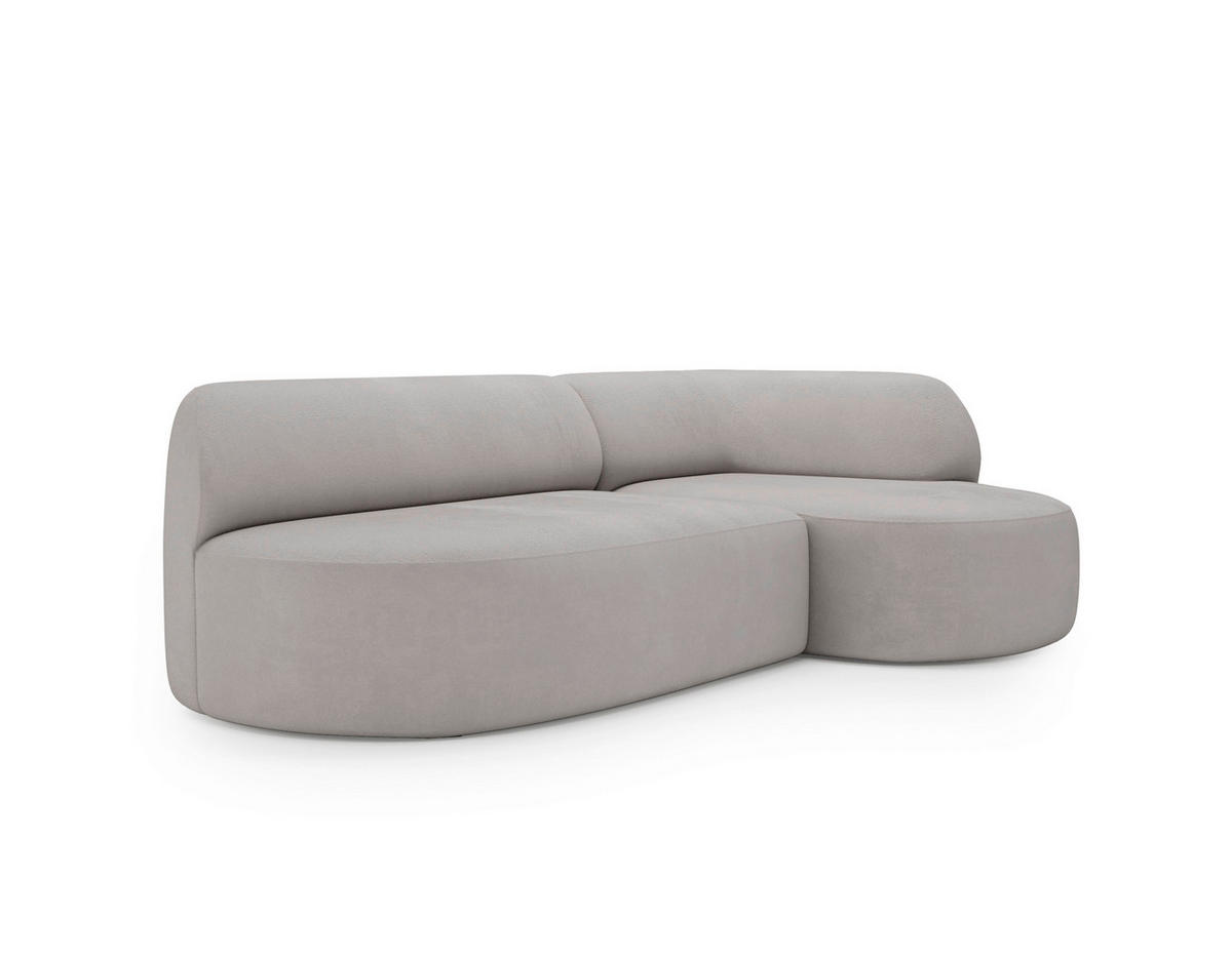 ECKSOFA LEILA in Chenille Hellgrau  218/156 cm  - Hellgrau/Schwarz, Design, Kunststoff/Textil (218/156cm) - Livetastic