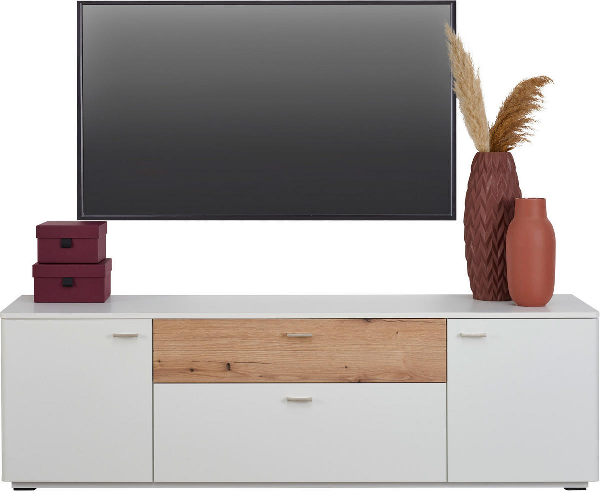 LOWBOARD  in 180/55/50 cm  - Eichefarben/Silberfarben, Design, Holzwerkstoff/Kunststoff (180/55/50cm) - Stylife