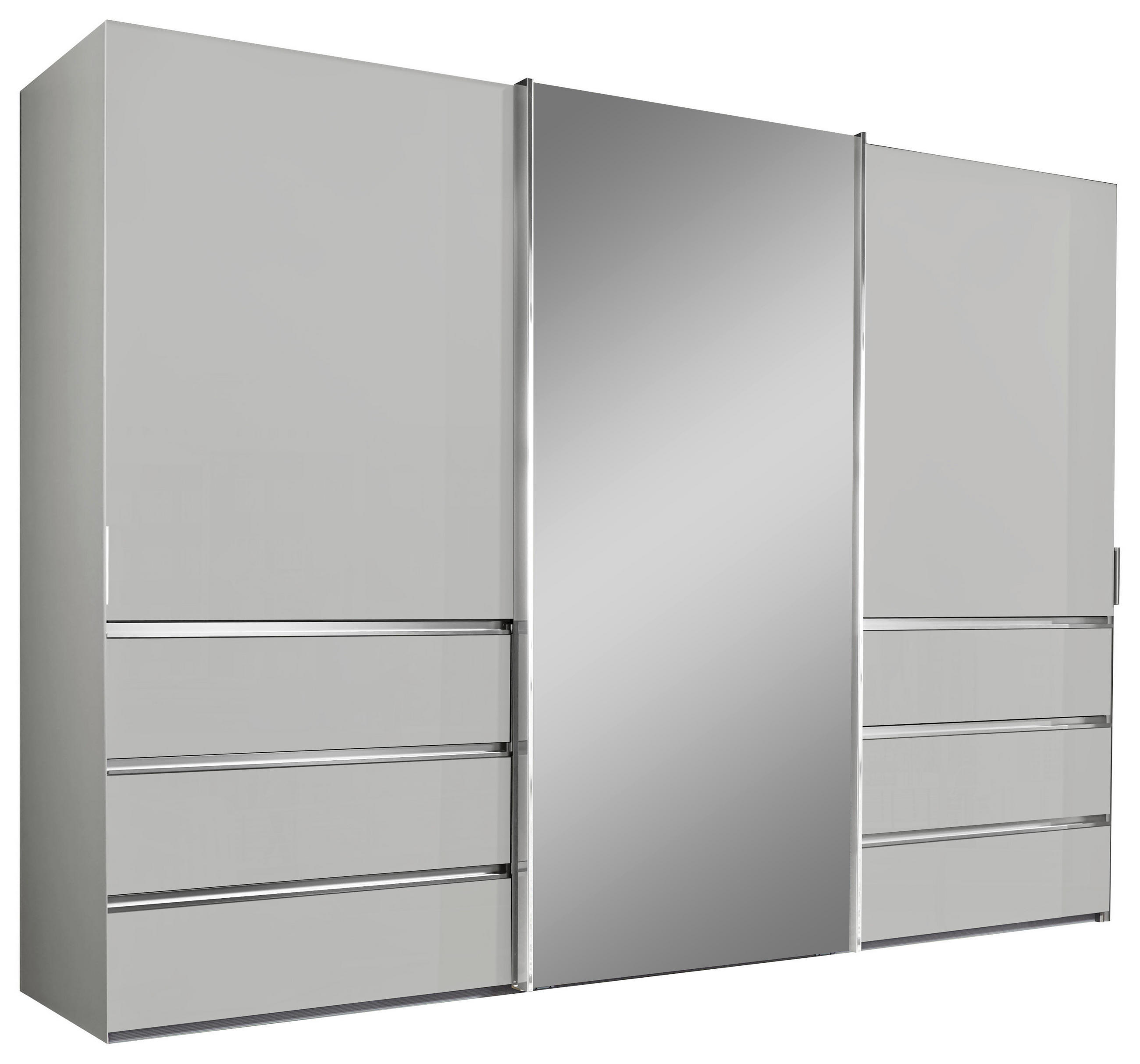 SCHWEBETÜRENSCHRANK  in Weiß  - Chromfarben/Weiß, Design, Glas/Holzwerkstoff (300/236/67cm) - Novel