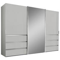 SCHWEBETÜRENSCHRANK 300/217/67 cm 3-türig Weiß  - Chromfarben/Weiß, Design, Glas/Holzwerkstoff (300/217/67cm) - Novel