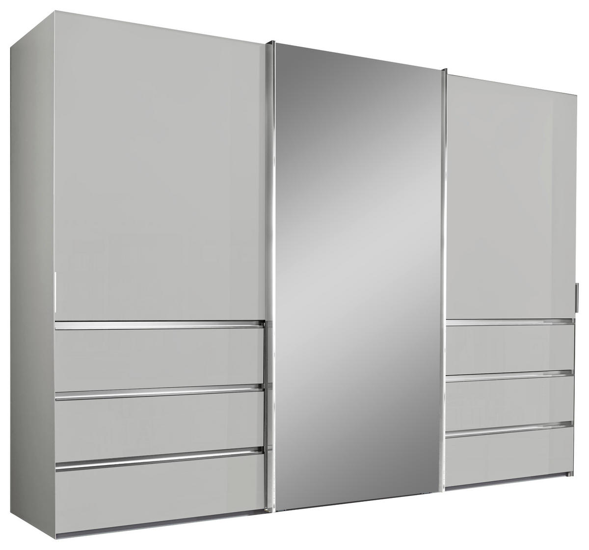 SCHWEBETÜRENSCHRANK 300/217/67 cm 3-türig Weiß  - Chromfarben/Weiß, Design, Glas/Holzwerkstoff (300/217/67cm) - Novel