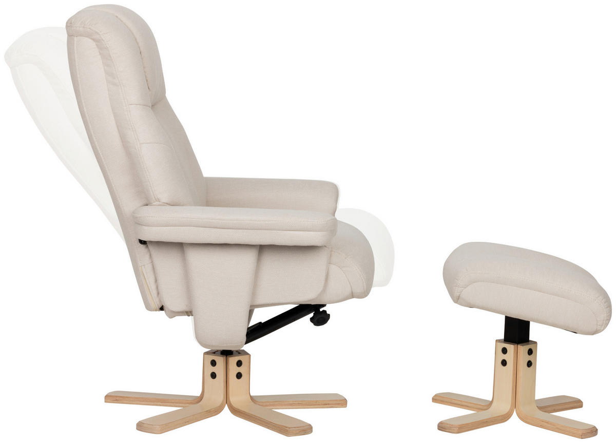 RELAXSESSELSET Webstoff    - Creme/Naturfarben, Design, Holz/Textil (80/109/79cm) - Livetastic