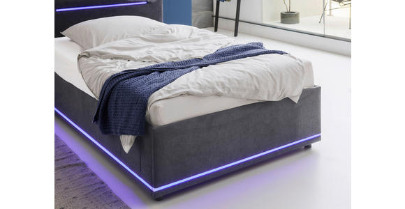 POLSTERBETT 140/200 cm,  in Graphitfarben, Beleuchtung,  - Graphitfarben, Design, Kunststoff/Textil (140/200cm) - Xora