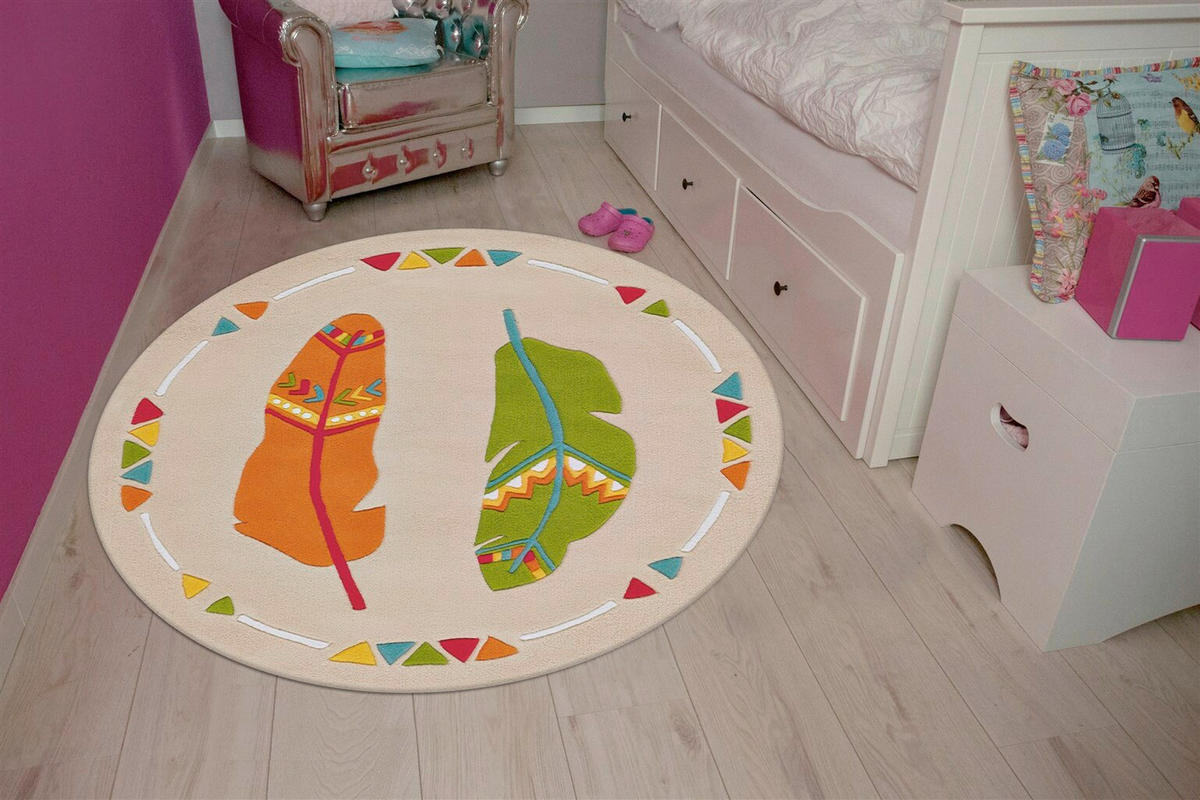 FLACHWEBETEPPICH  Wohnzimmer 130 cm Multicolor rund  - Multicolor, Basics, Textil (130cm) - Kayoom