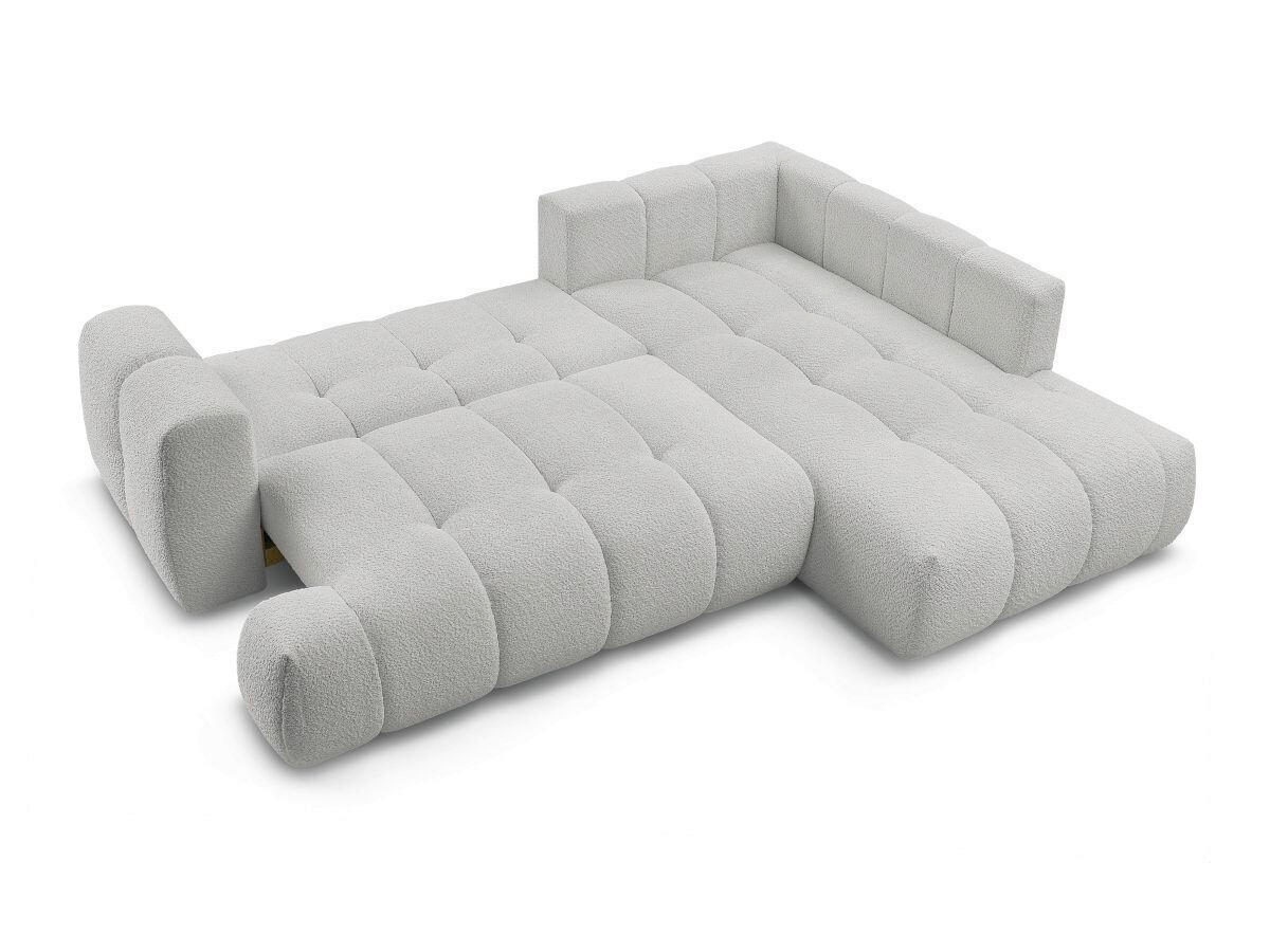 ECKSCHLAFSOFA FUJI Bouclé Hellgrau  inkl.  - Hellgrau/Schwarz, MODERN, Kunststoff/Textil (282/204cm)