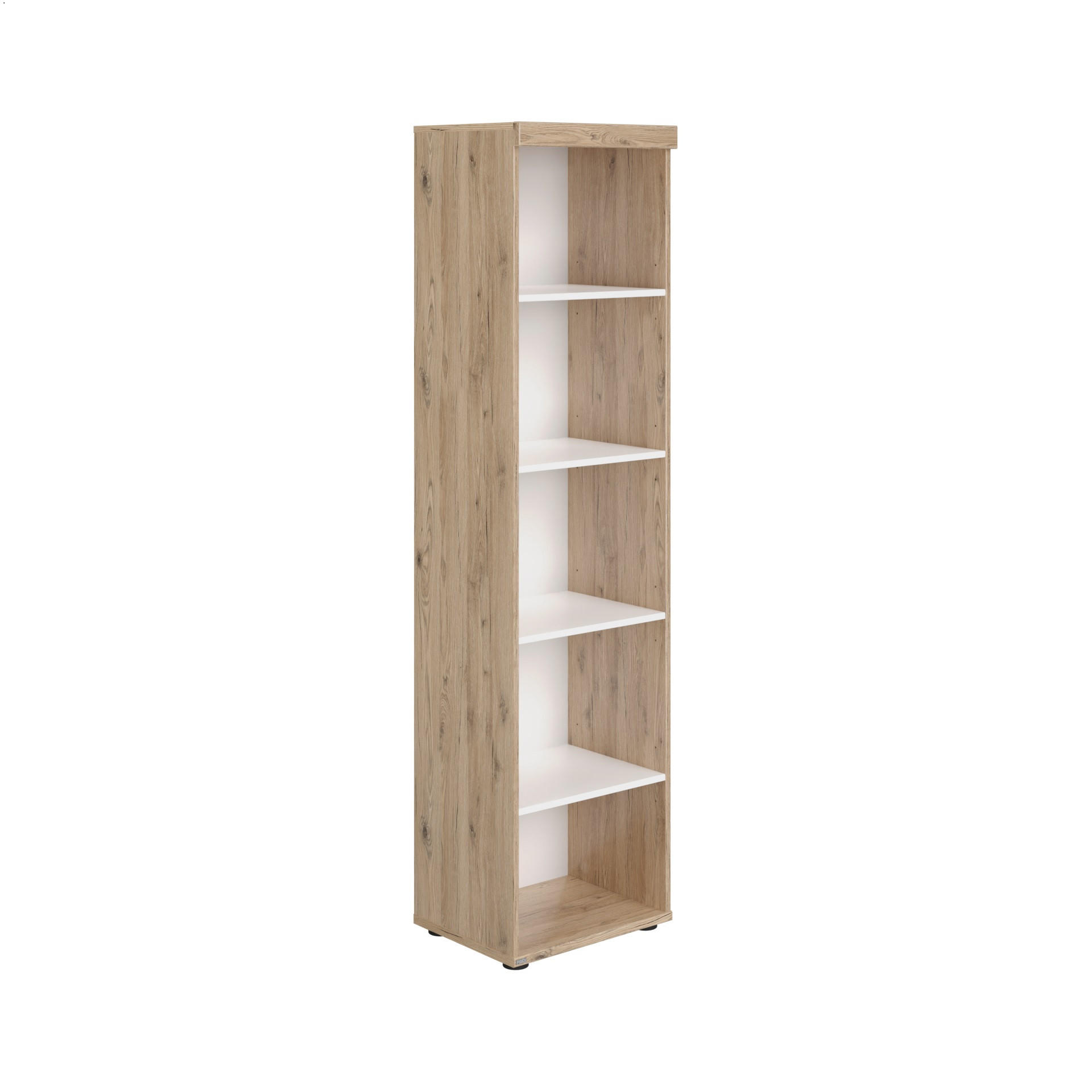 STANDREGAL Weiß, Eichefarben - Eichefarben/Schwarz, Design, Holzwerkstoff (48,4/190,8/39,9cm) - Paidi