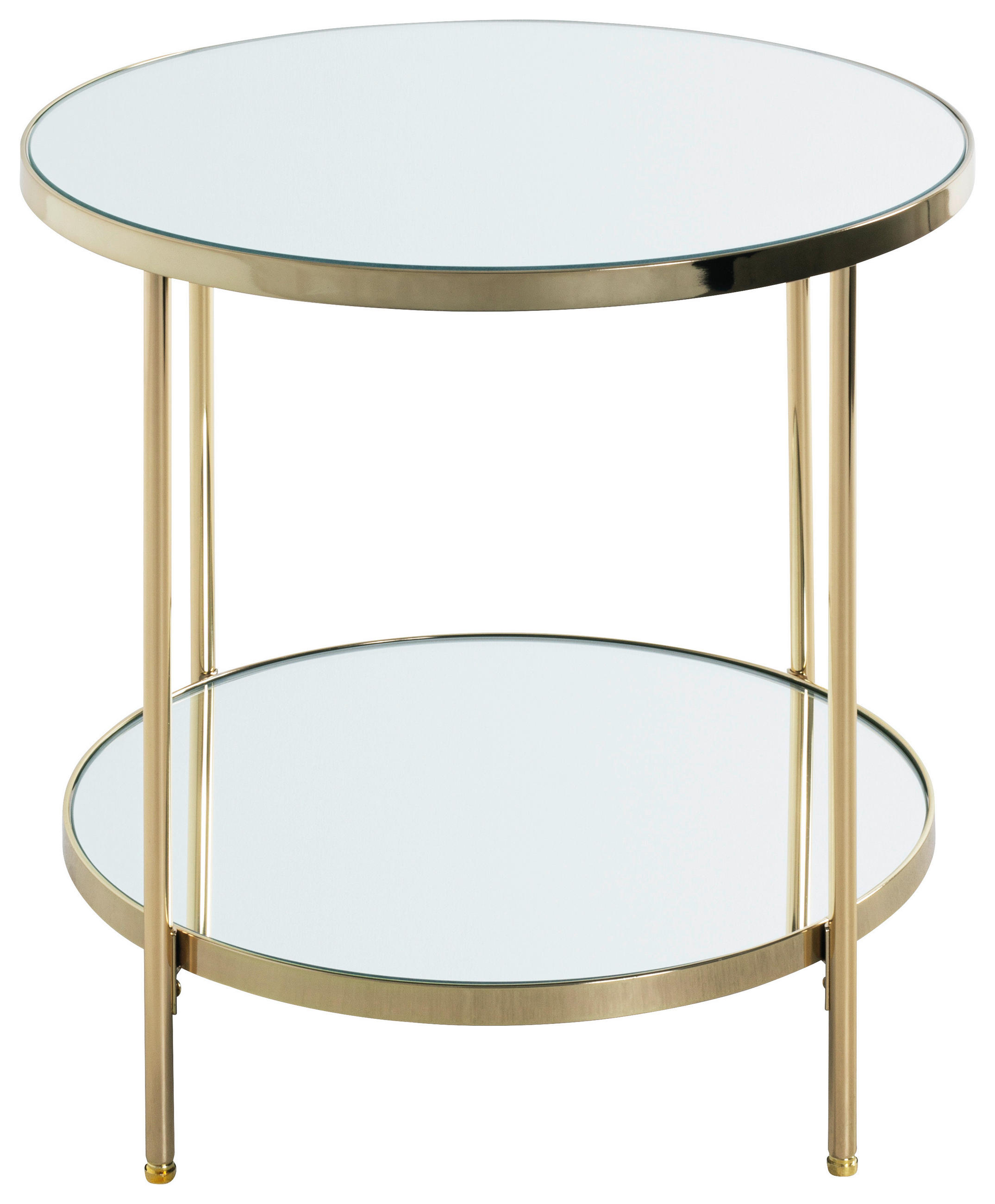 BEISTELLTISCH in Metall, Glas 45/45/46 cm  - Messingfarben, Trend, Glas/Metall (45/45/46cm)