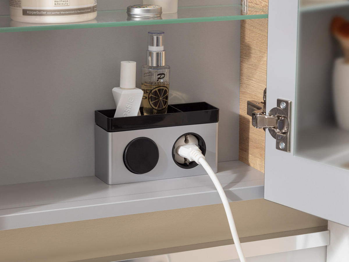 SPIEGELSCHRANK 80/68,3/16 cm  - Eichefarben/Alufarben, MODERN, Glas/Holzwerkstoff (80/68,3/16cm) - Voleo