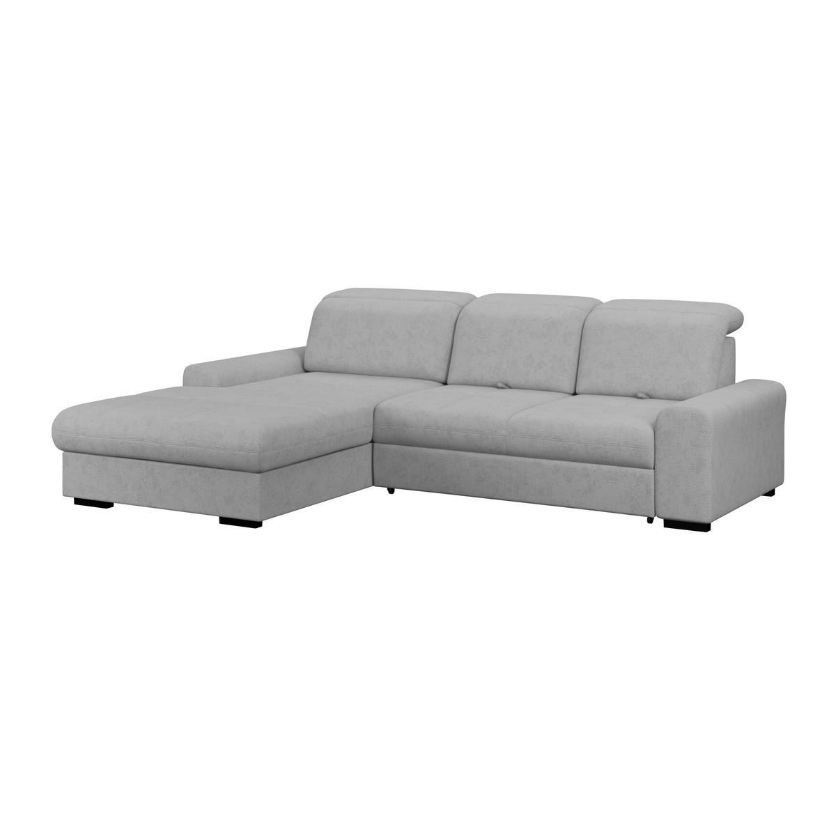 ECKSOFA Grau Chenille Rücken echt, Kopfteilverstellung  - Schwarz/Grau, KONVENTIONELL, Holz/Textil (203/286cm) - MID.YOU