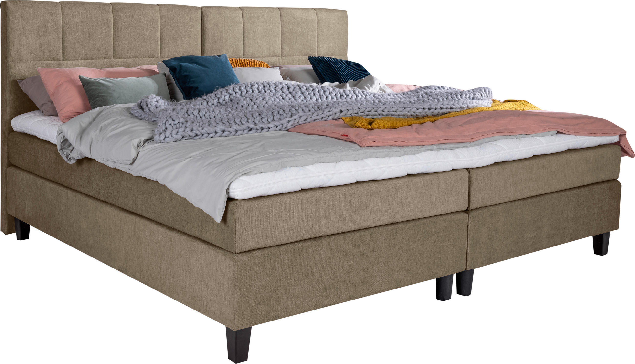 BOXSPRING-ÁGY 240/200 cm  taupe  - wenge/taupe, Basics, textil/fa (240/200cm) - Esposa