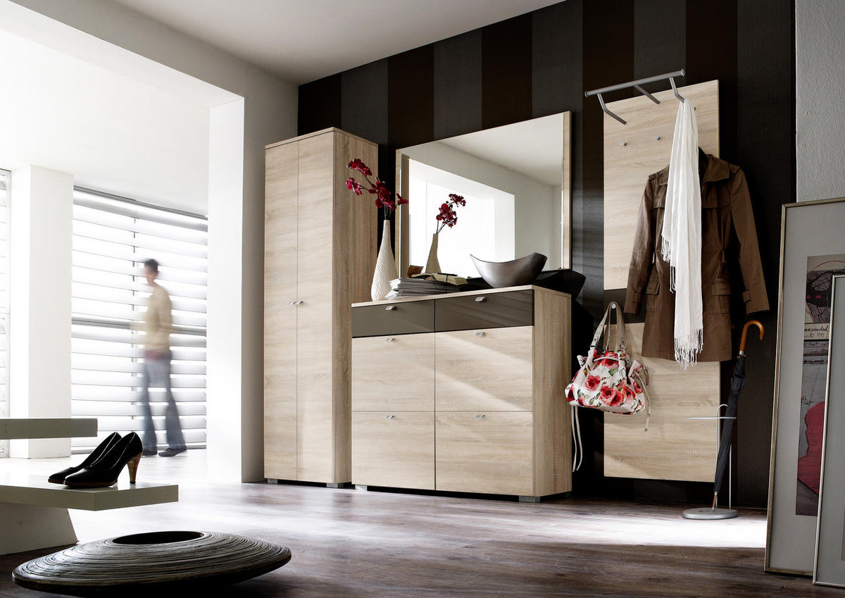 GARDEROBE 4-teilig  in 267/200/34 cm  - Eichefarben/Braun, Design, Glas/Holzwerkstoff (267/200/34cm) - Moderano