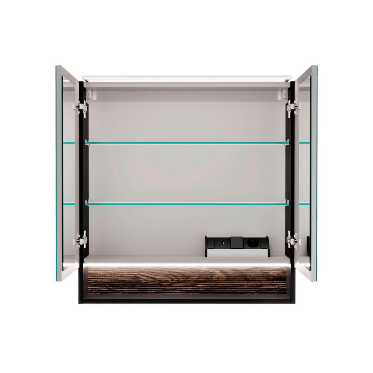 SPIEGELSCHRANK 70/71,8/15,6 cm  - Silberfarben/Schwarz, Basics, Glas/Holzwerkstoff (70/71,8/15,6cm) - MID.YOU