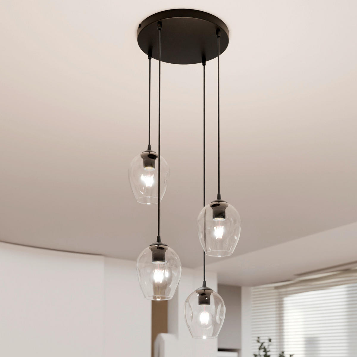 HÄNGELEUCHTE  40/40/100 cm    - Schwarz, KONVENTIONELL, Glas/Metall (40/40/100cm)