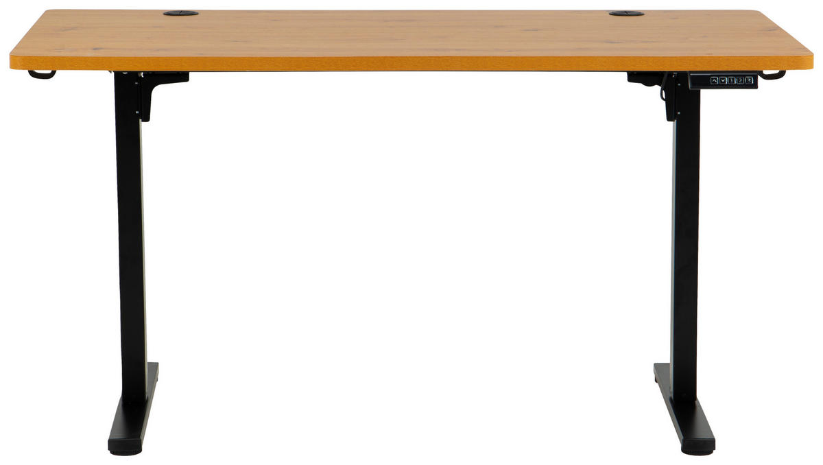 SCHREIBTISCH 140/70/72/118 cm Schwarz, Eiche Artisan höhenverstellbar elektrisch höhenverstellbar  - Schwarz/Eiche Artisan, Modern, Holzwerkstoff/Metall (140/70/72/118cm) - Livetastic