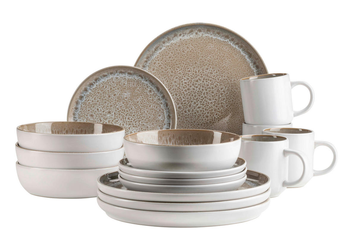 KOMBISERVICE 16-teilig 4 Personen Beige MALEA  - Beige, Basics, Keramik - Mäser