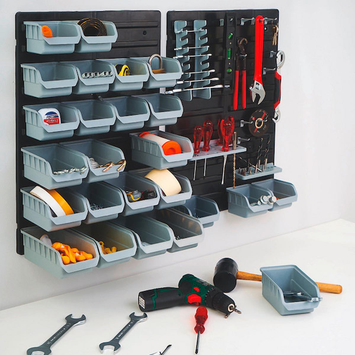 WERKZEUGWAND  - Schwarz/Grau, Design, Kunststoff (84/59cm)