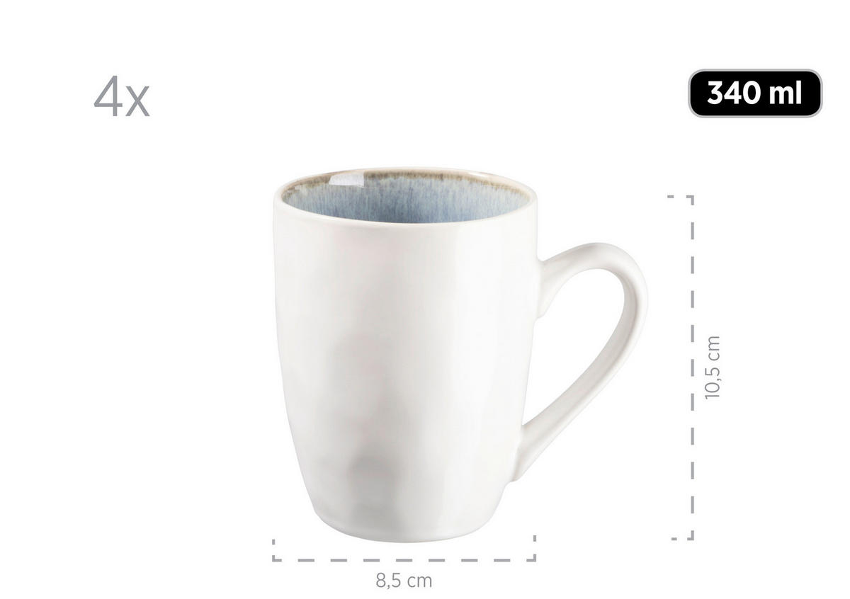 KAFFEEBECHERSET Frozen 4-teilig  - Blau, Basics, Keramik (8,5/10,5/8,5cm) - Mäser