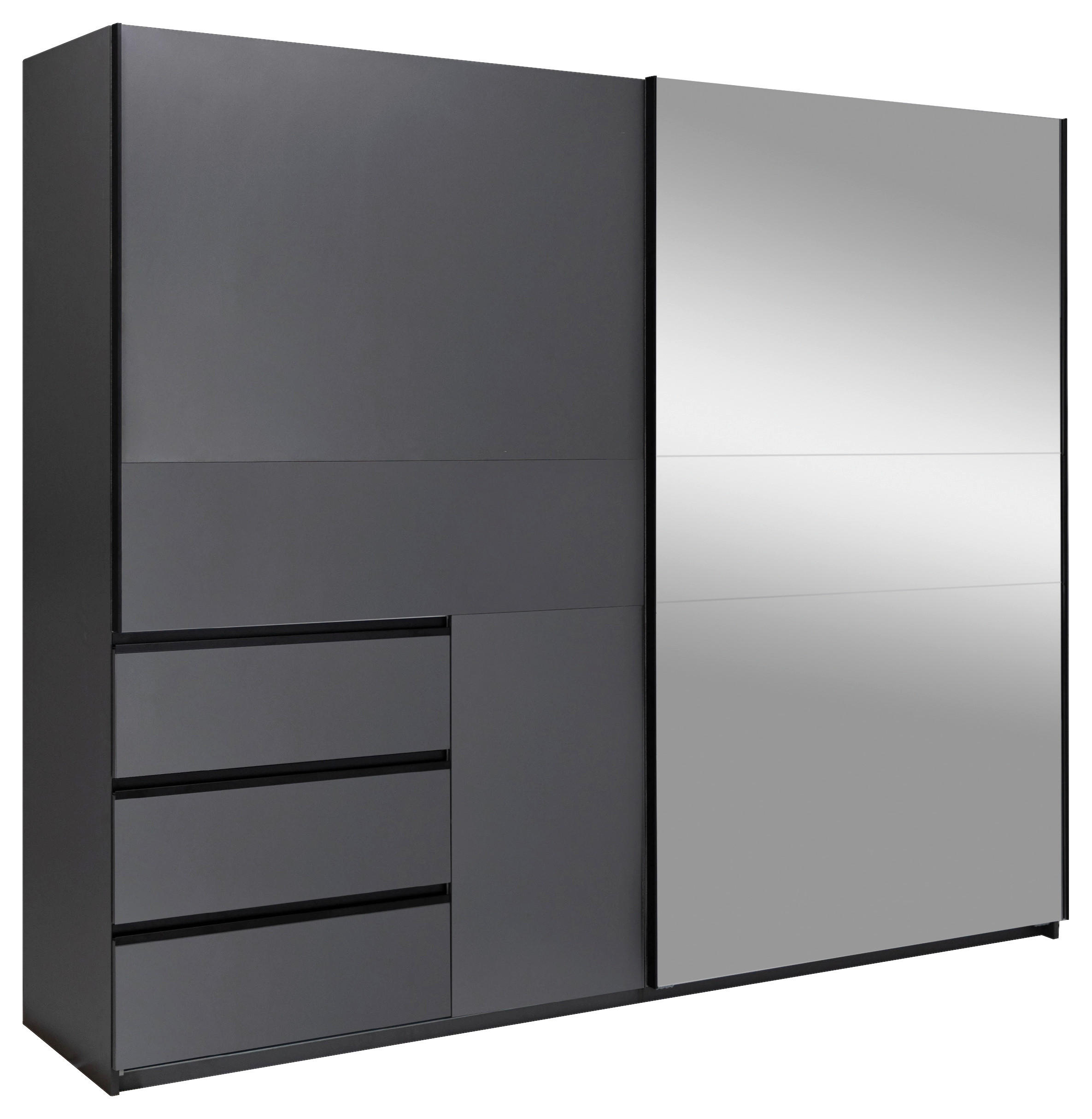 SCHIEBETÜRENSCHRANK 250/205/61,5 cm 2-türig Graphitfarben  - Graphitfarben/Schwarz, MODERN, Holzwerkstoff/Metall (250/205/61,5cm) - MID.YOU